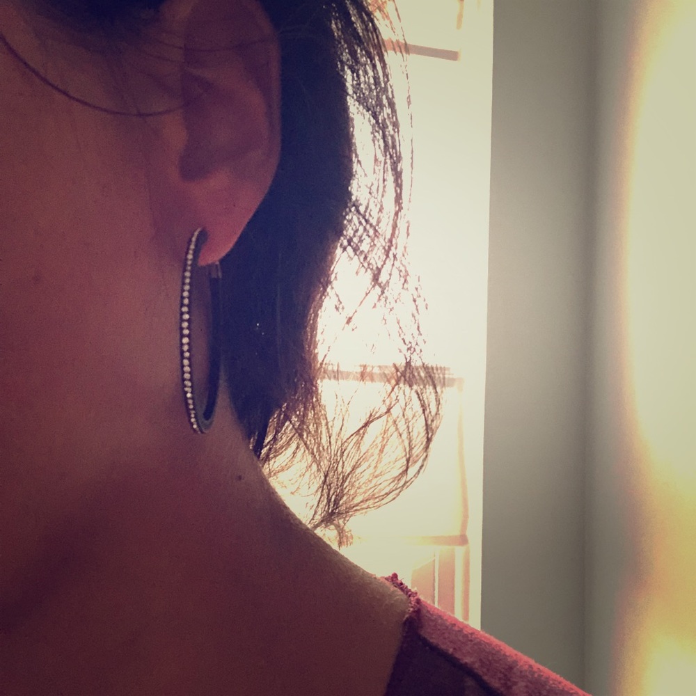 Black Studded Hoops